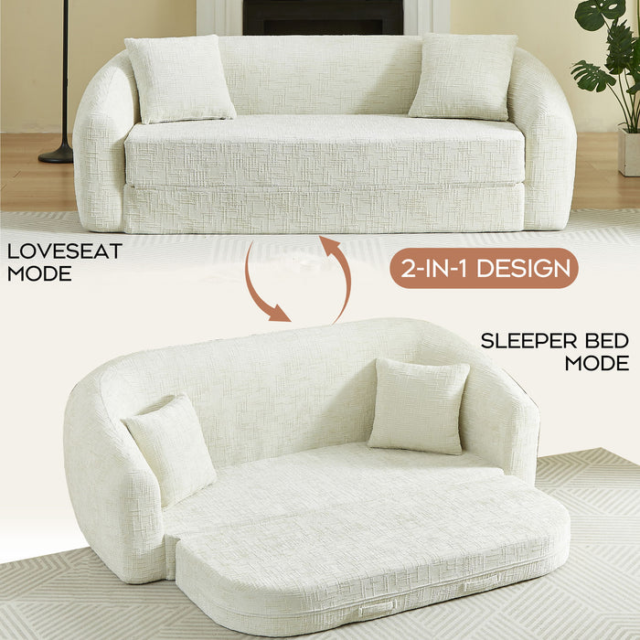 Curved Convertible Sofa, 2 In 1 Fold Out Bed With Pull Out Base And Deep Seat Home Essentials