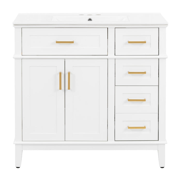 Modern Bathroom Vanity With Sink, Soft Close Doors, 4 Storage Drawers Hearth and Haven