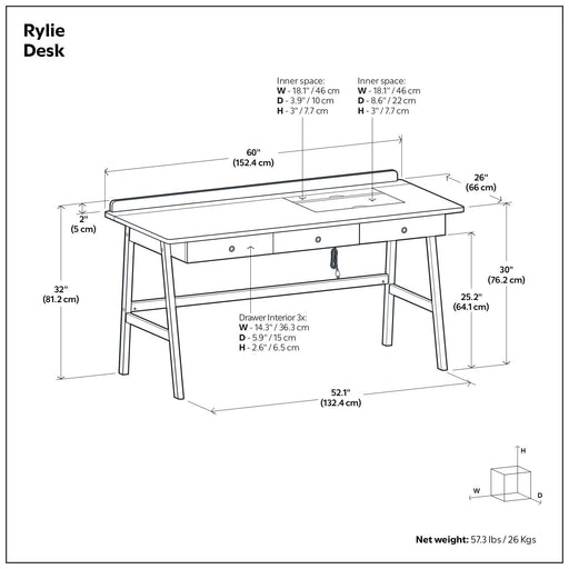 Rylie - Desk - Natural Aged Brown Simpli-Home