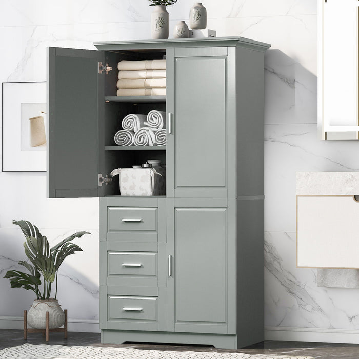 Tall And Wide Storage Cabinet With Doors For Bathroom Or Office, 3 Drawers - Gray Hearth and Haven