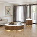 3 Piece Table Set Oval Cocktail Table, 2 Round End Tables - Brown / Gold / White Home Essentials