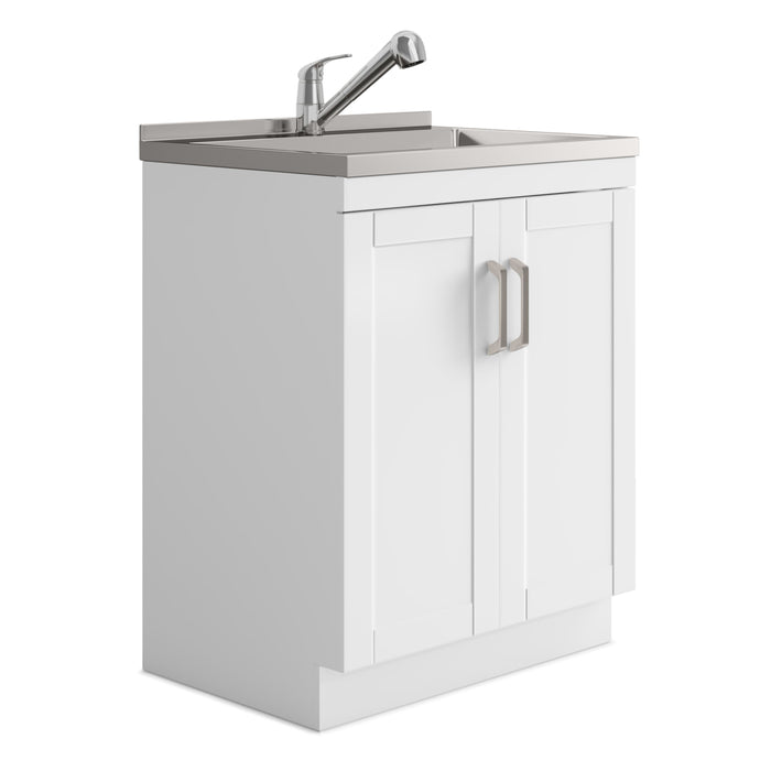 Kyle - 28" Laundry Cabinet With Faucet And Stainless Steel Sink - White