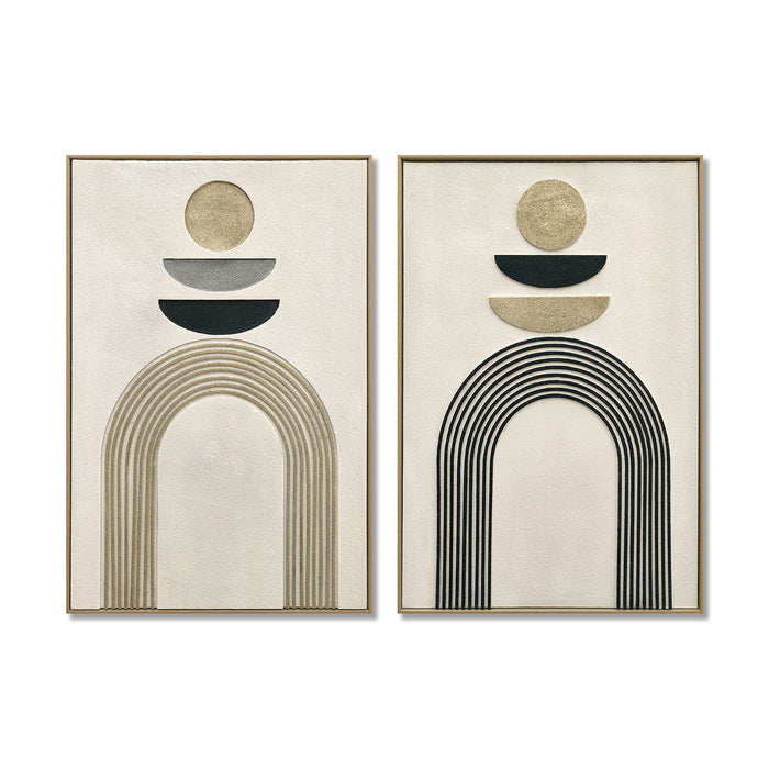 Framed Wall Art, Textured Canvas Painting, Decor For Living Room (Set of 2) - Antique Black Daily Nest