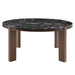 Estella - Round Dining Table With Natural Marble Top - Black Top & Walnut ACME