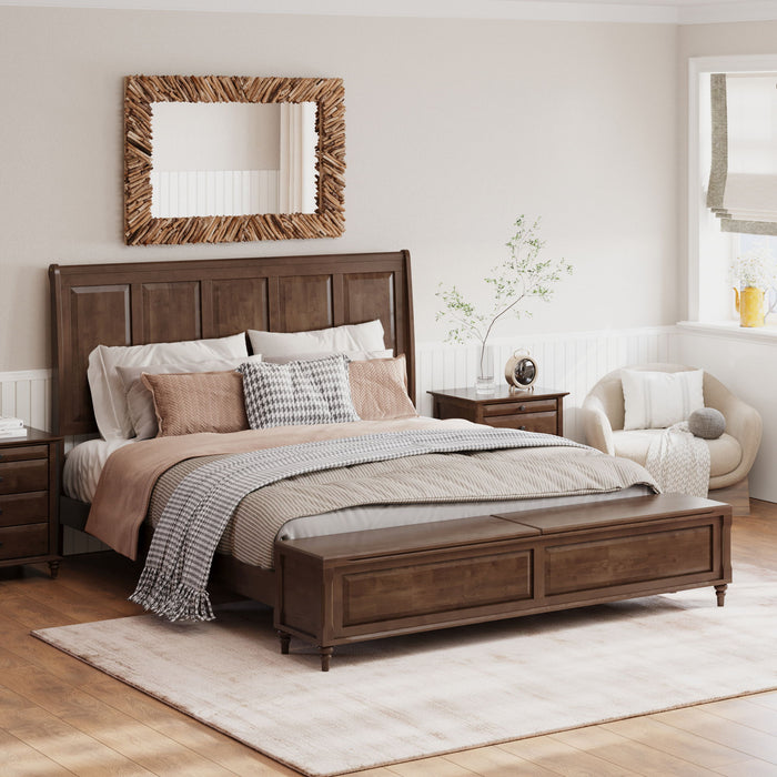 Sleigh Bed Frame With Tall Headboard And Storage Bench Home Essentials