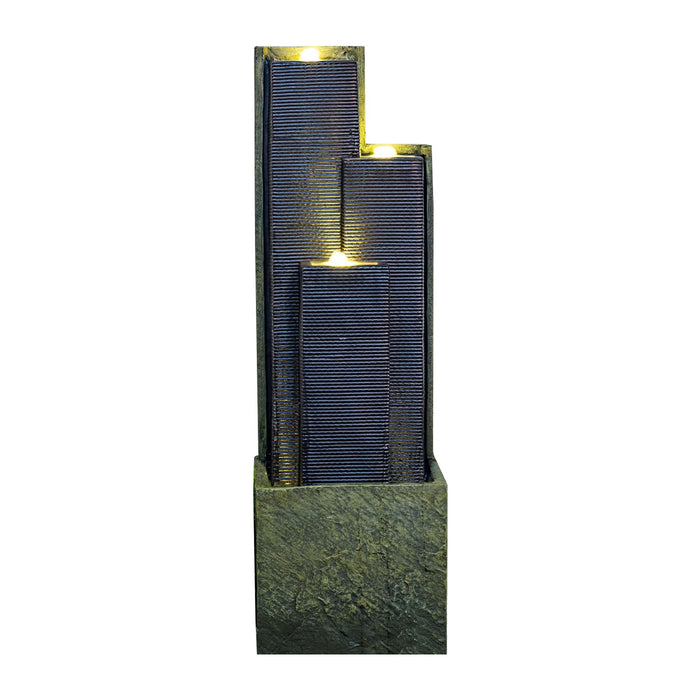 3 Tier Waterfall Fountain With LED Lights - Gray Daily Nest