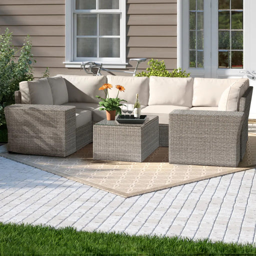 All Weather Seating Set With Cushions, 4 Person - Gray Mix LSI Patio Furniture