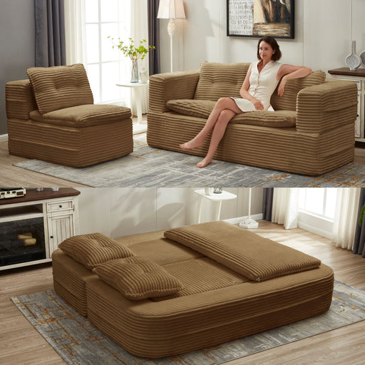 Multi Functional Sectional Sofa Bed With Independent Chaise Lounge And Functional Blanket Home Essentials