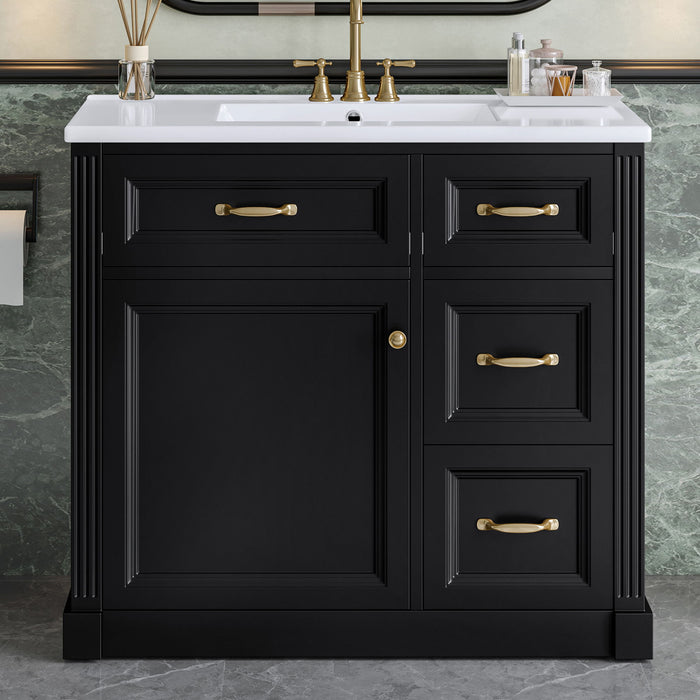Modern Bathroom Vanity With Sink, 4 Drawers, Soft-Close Door, Adjustable Shelf Hearth and Haven