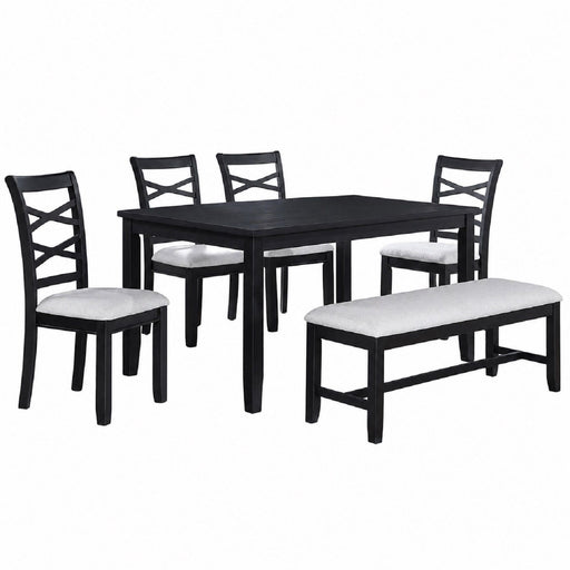 Dining Set 6 Piece With Table And Upholstered X Back Chairs - Charcoal Home Essentials