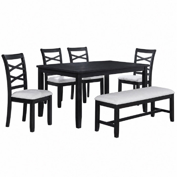 Dining Set 6 Piece With Table And Upholstered X Back Chairs - Charcoal Home Essentials