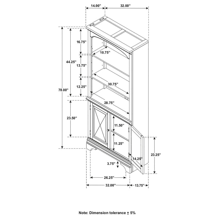 Stigham - Bookcase With 2 Door Cabinet, Adjustable Shelves, Cable Management - Oak Furniture Max