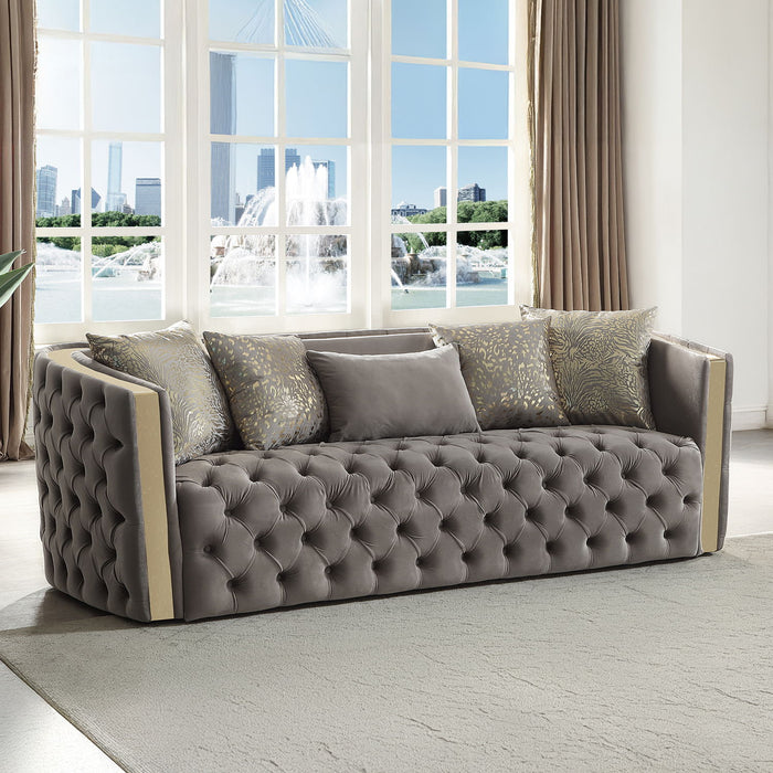Naomi - Button Tufted Sofa - Taupe Matrix Furniture Group