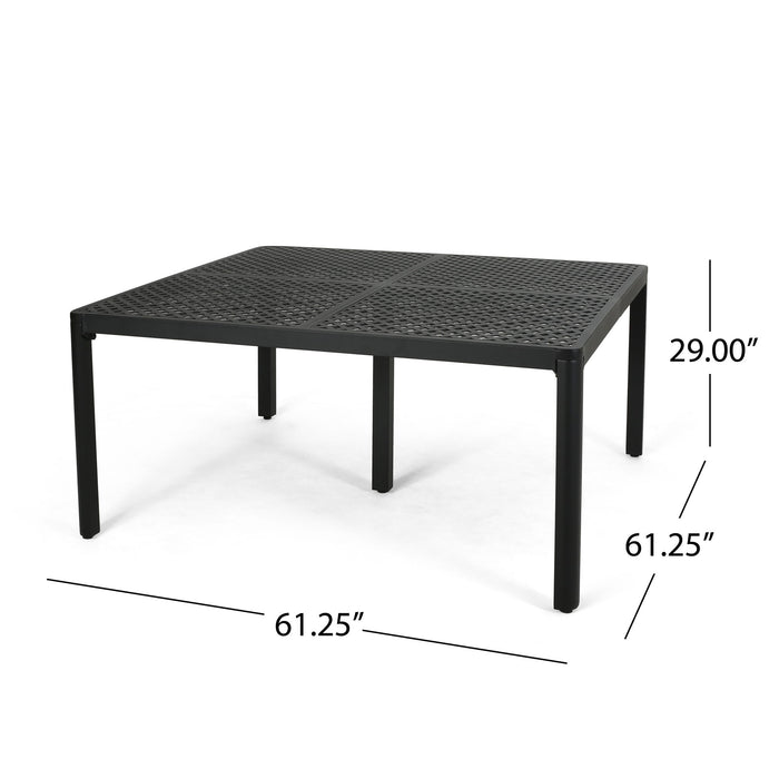 Outdoor Modern Aluminum Dining Table With Woven Accents