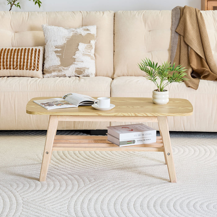 Coffee Table With Double Layer Storage For Living Rooms - Wood Home Essentials