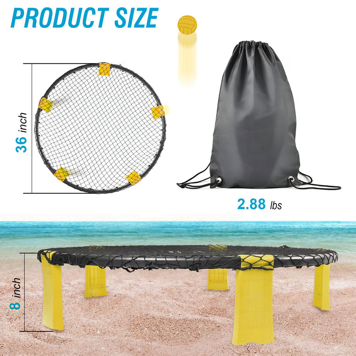 Outdoor Roundnet Game Set With 2 Balls, Sturdy Net And Carry Bag Daily Nest