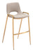 Desi - Barstool Chair With Gold Base (Set of 2) Zuo Modern