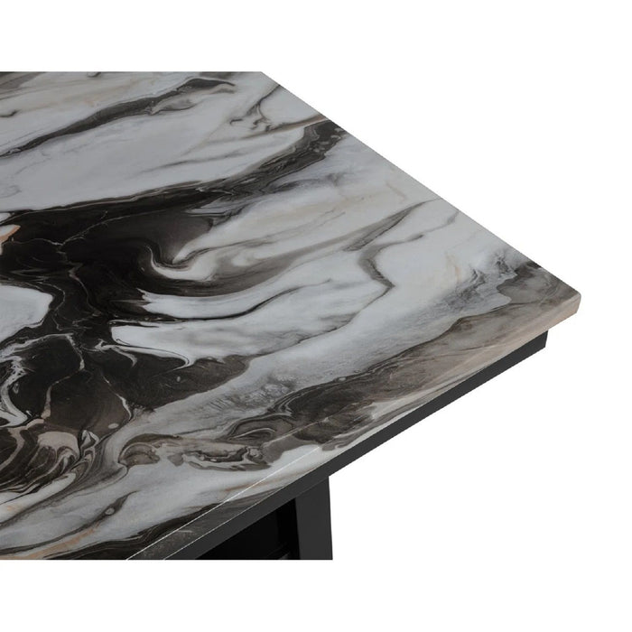 Counter Dining Table With Storage Bottom Shelf For Kitchen - Black