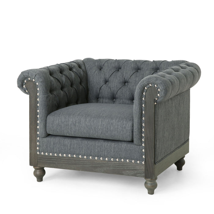 Luminex - Tufted Upholstered Club Chair With Nailhead Accents And Scrolled Tuxedo Arms