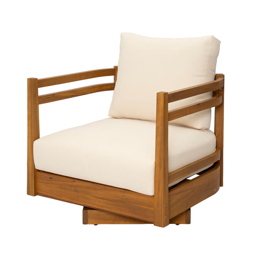 Outdoor Smooth Swivel Chair With Cushions Noble House