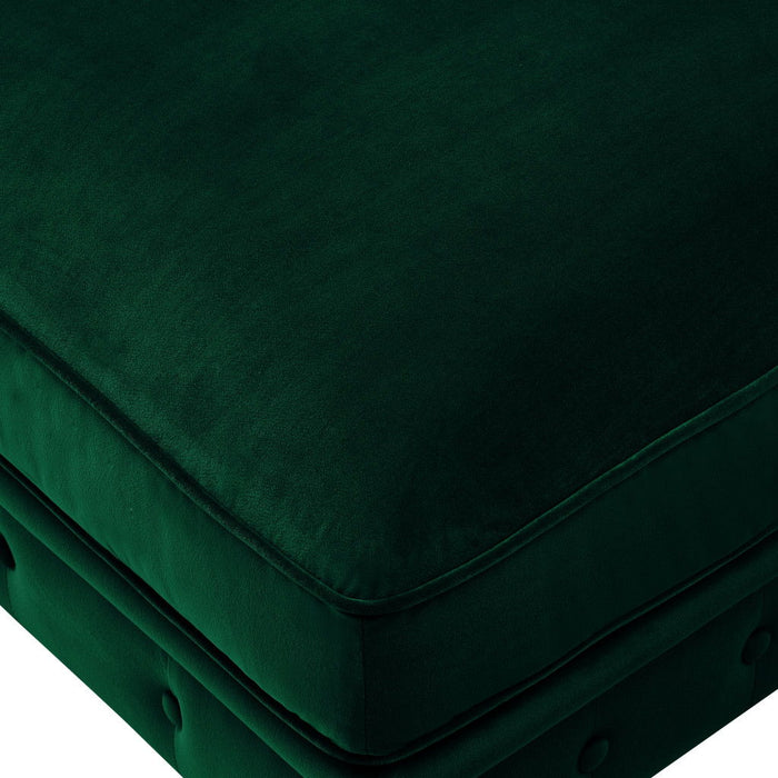 Velvet Rolling Tufted Cocktail Ottoman - Hunter Green / Natural