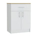 Pantry Organizer Cabinet One Drawer, Two Interior Shelves, Two Doors - White / Light Oak Home Essentials