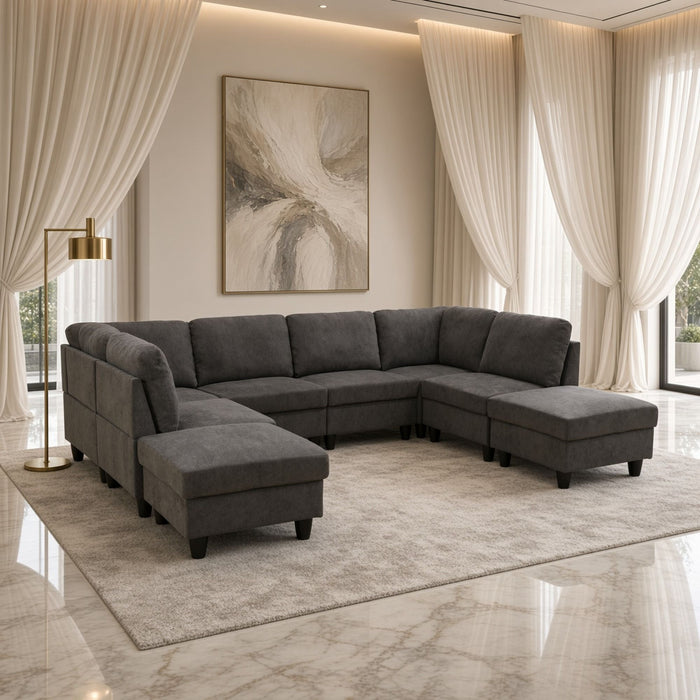 8 Piece Modular U - Shape Sectional Sofa Home Essentials