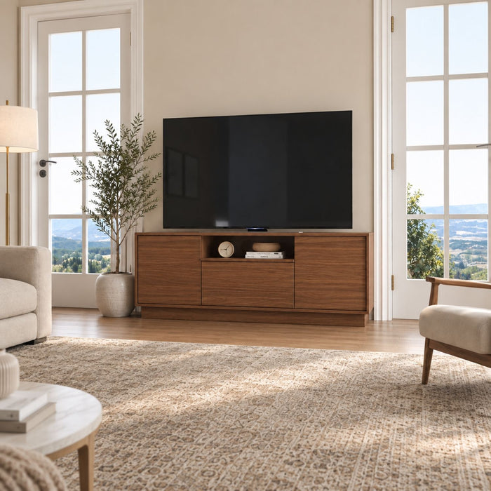 TV Stand For TVs Up To 65" With 2 Doors, 1 Drawer And 1 Open Shelf Home Essentials