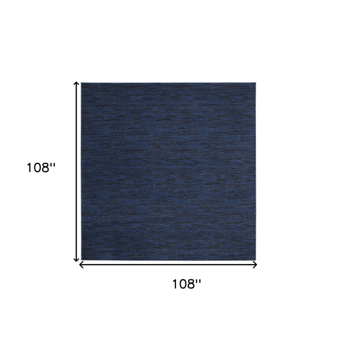 9' Square Stain Resistant Indoor / Outdoor Area Rug - Midnight Blue