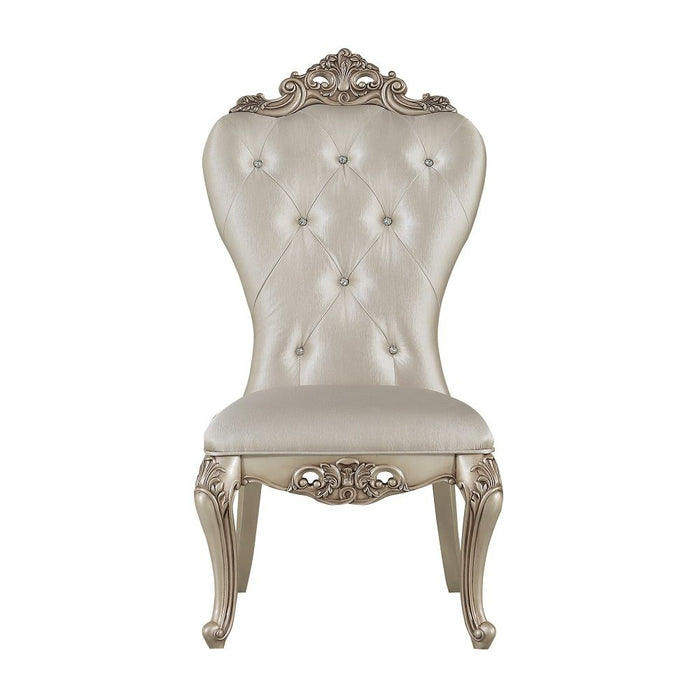 Gorsedd - Side Chair Set of 2) - Cream Fabric & Golden Ivory