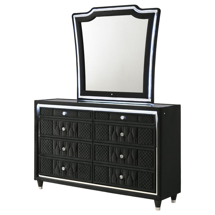 Mika - 8 Drawer LED Dresser With Mirror - Black Furniture Max