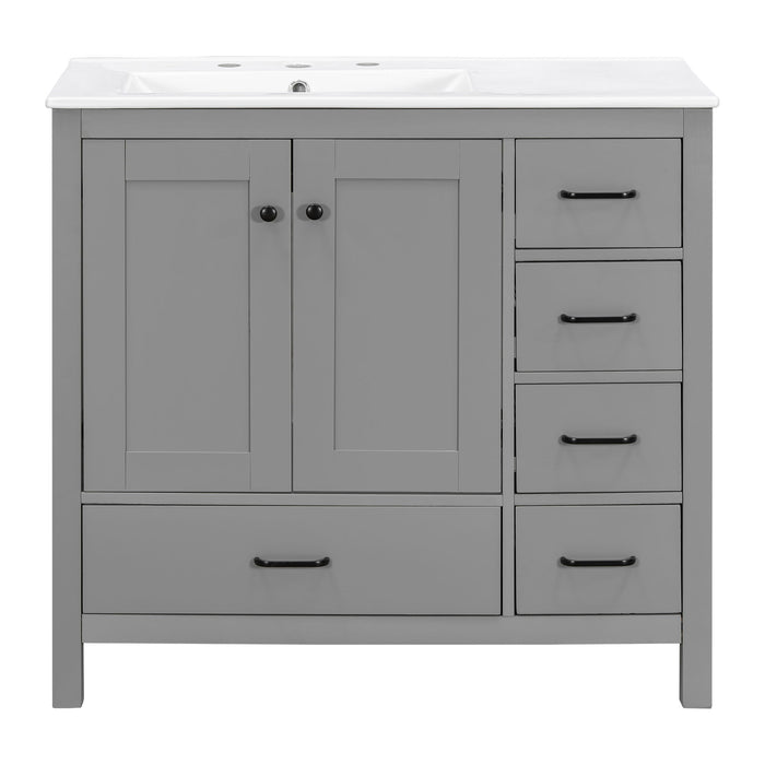 Bathroom Vanity With Sink Combo, 2 Soft Close Doors And 5 Drawers Hearth and Haven