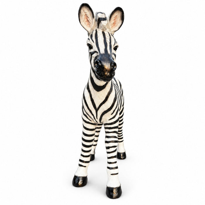 Standing Zebra Garden Statue, Animal Sculpture With 2 Ground Stakes For Outdoor Decor - Black White Daily Nest