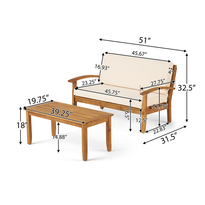 4 Person Outdoor Seating Group With Cushions Comfortable Patio Set - Teak Noble House