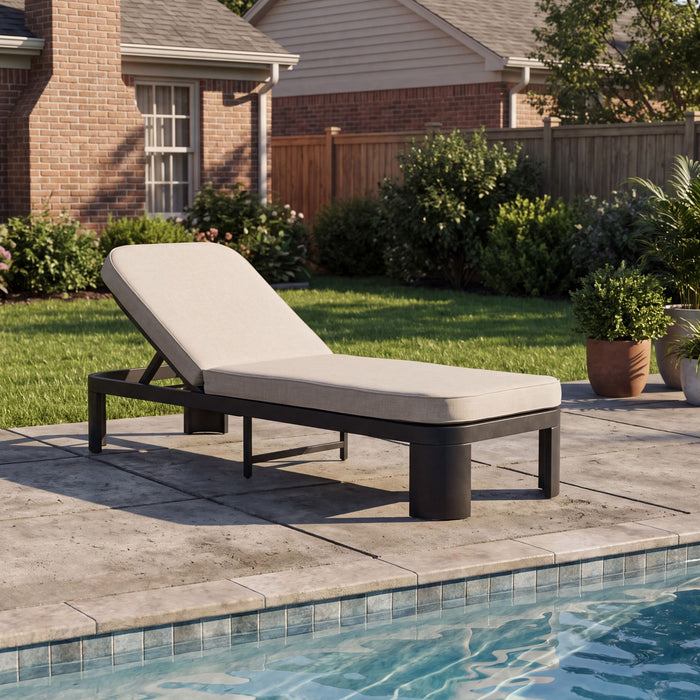 Outdoor Chaise Lounge With Cushion, 5 Position Adjustable Backrest Noble House