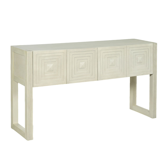Geometric Carved Console Table With 3 Soft Close Drawers Noble House