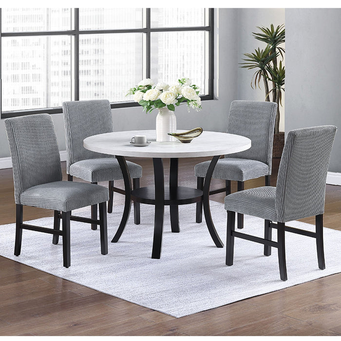 Elegant 5 Piece Dining Set Dark Chairs Top Table With Lower Shelf Kitchen Dining Room Home Essentials