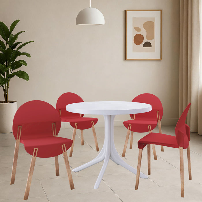 4 Piece Set Of Single Chairs, Traditional Elements With Round Table Home Essentials
