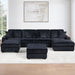 6 Piece Modular U Sectional Sofa Set With USB Cup Holder, Low Leg - Black Home Essentials