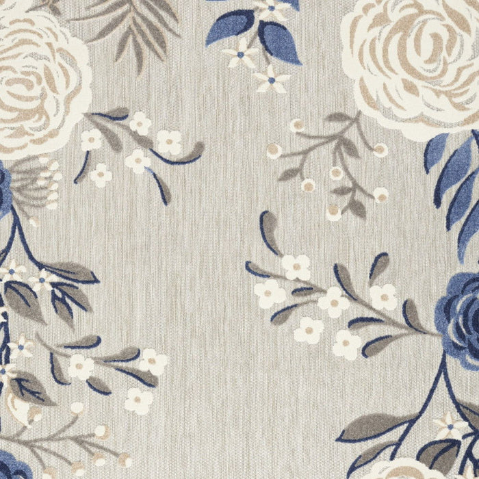 8' X 11' Floral Stain Resistant Area Rug Non Skid - Gray / Blue