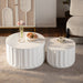 Round Storage Table Set With Lift Off Lid, Nesting Design, Elegant Curved Edge Shape For Living Room - Cream White Home Essentials
