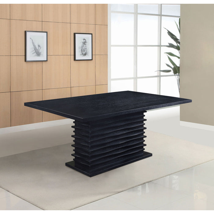 Monette - Rectangle Dining Table With Layered Pedestal Base - Black Furniture Max