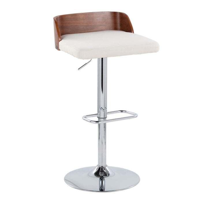 Maya - Mid Century Modern Adjustable Barstool With Swivel With Rounded Rectangle Footrest (Set of 2)