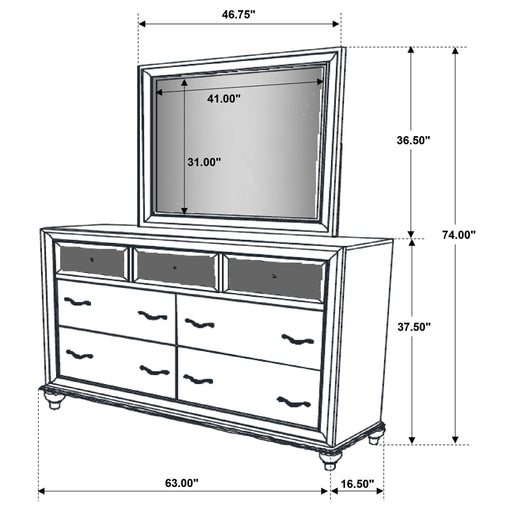 Randall - 7 Drawer Dresser With Mirror - White Furniture Max