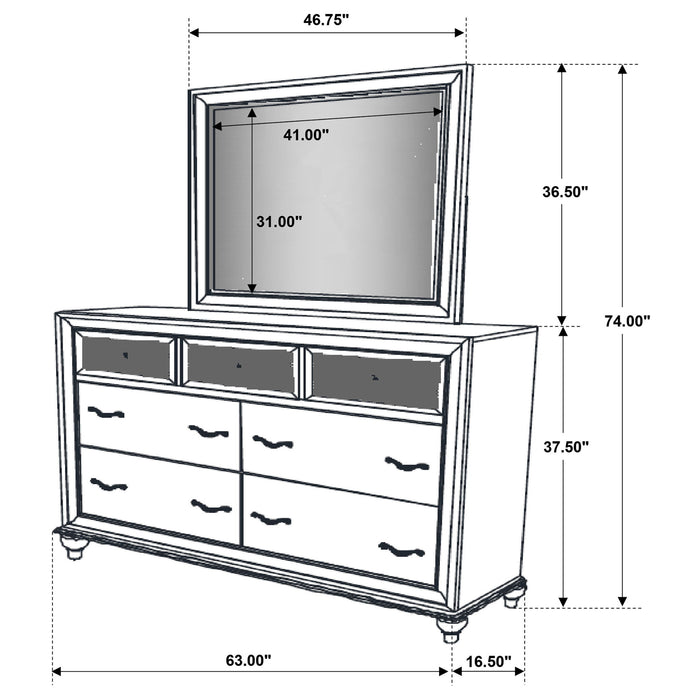 Randall - 7 Drawer Dresser With Mirror - White Furniture Max