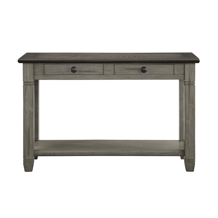 Coffee And Antique Gray Finish 1 Piece Sofa Table With 2 Drawers Bottom Shelf Wooden Living Room Furniture