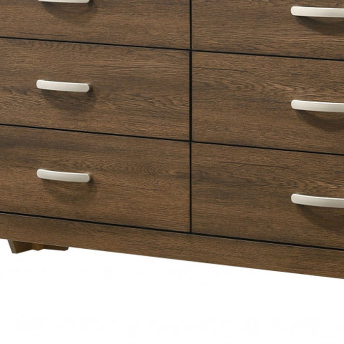 Manufactured Wood Six Drawer Double Dresser 59" - Oak