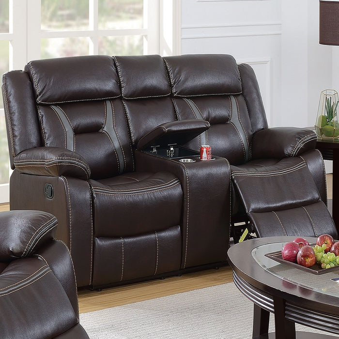 Modern Reclining Loveseat With Console, Cup Holders, Storage Home Essentials