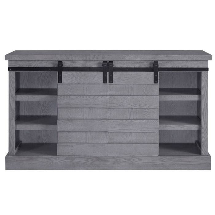 Amrita - TV Stand With Fireplace - Gray Oak ACME
