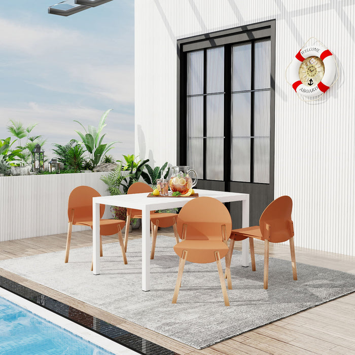 4 Piece Set Of Single Chairs With Long Table Home Essentials
